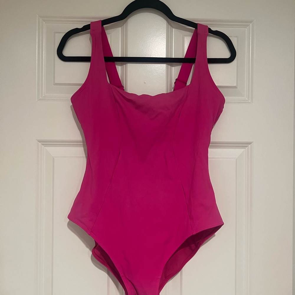 TA3 - Vibrant Pink One Piece Swimsuit with Square Neck Line